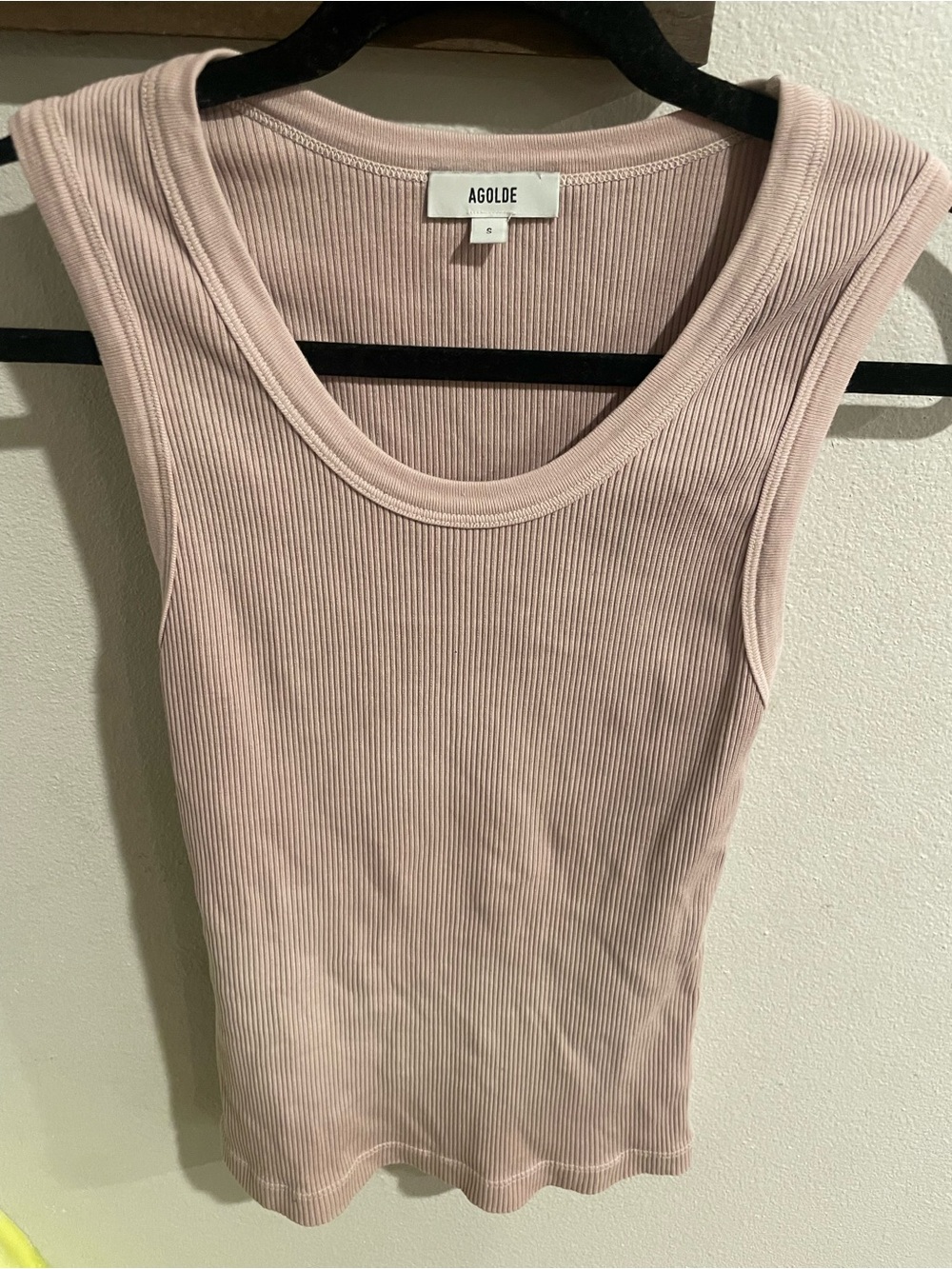 Agolde Ribbed Scoop Tank in Dusty Blush Size Small